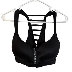 Victoria’s Secret Pink Sports Bra Women’s M Black Racerback Adjustable Strappy